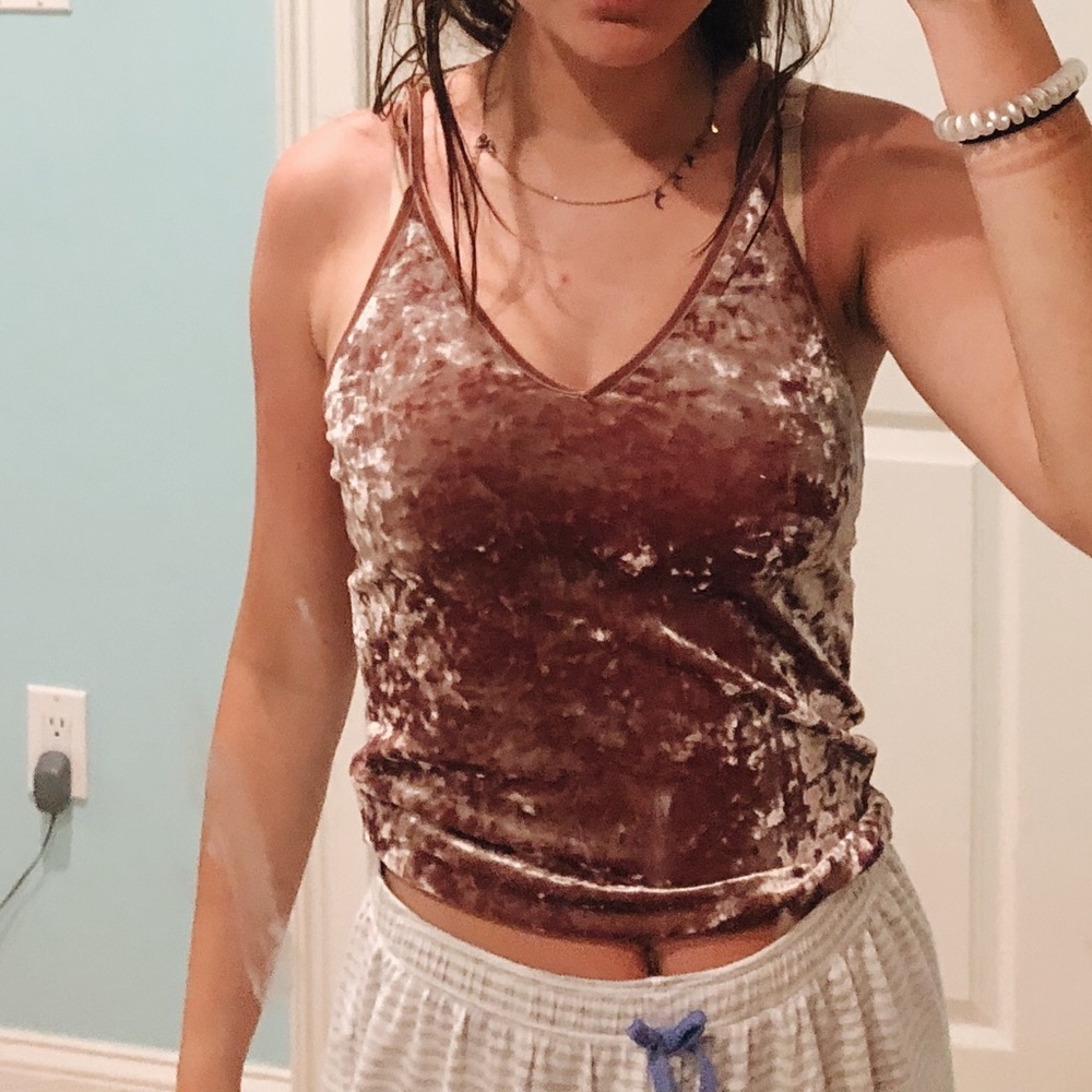 Crushed pink velvet cami